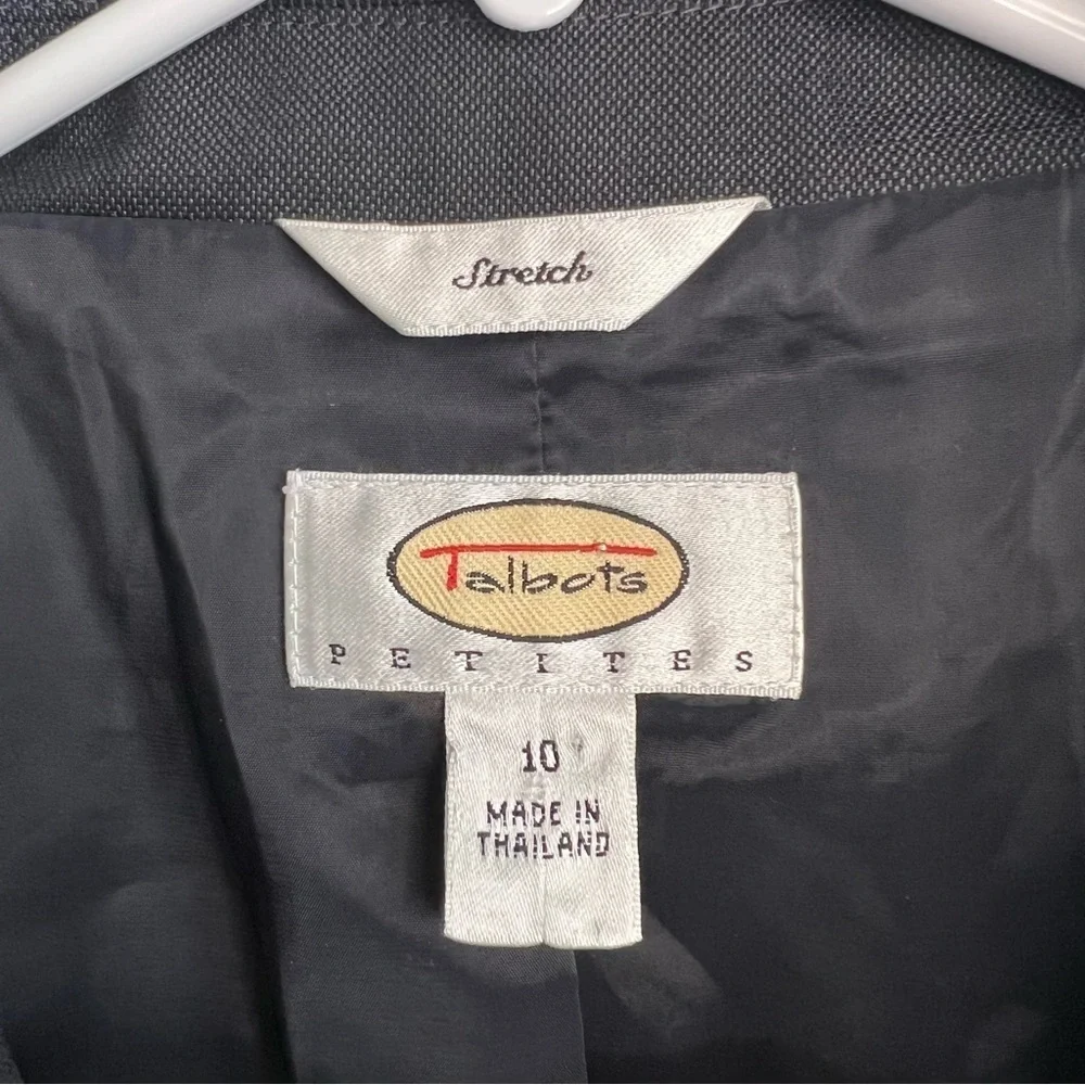Talbots Womens Wool Silk Lined Blazer Petite Sz 10 Black Office Career Everyday